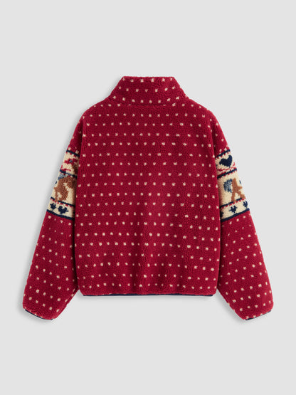 Christmas Fleece Collar Jacket